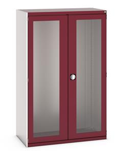40022023.** cubio cupboard with window doors. WxDxH: 1300x650x2000mm. RAL 7035/5010 or selected